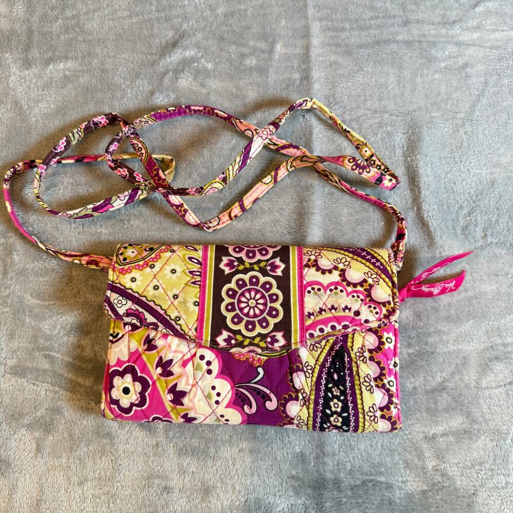 Vera Bradley Pink Floral Wallet Crossbody Wristlet Organizer
